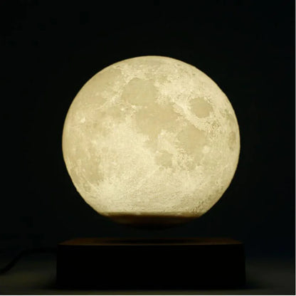 ZK30 Levitating Moon Lamp Night Light Floating 3D Printing LED Moon Lamp with Wooden Base and Magnetic with 3 Colors