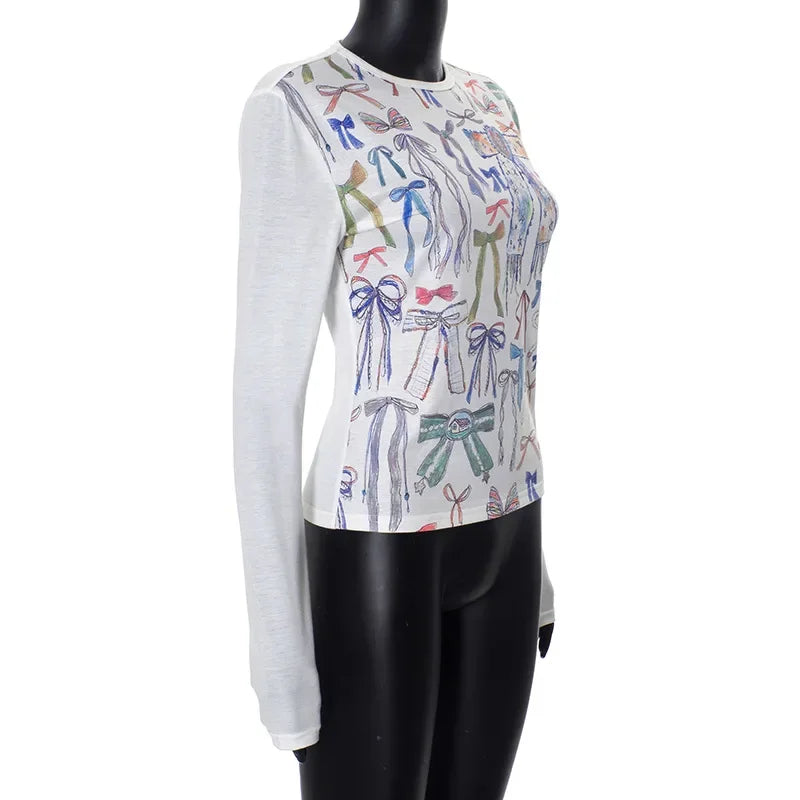 Graphic T Shirts For Women Clothing Long Sleeve Camisetas O-neck Feminist Shirt Y2k Accessories Sweet Tops Slim Fit Ropa Mujer