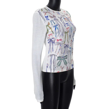 Graphic T Shirts For Women Clothing Long Sleeve Camisetas O-neck Feminist Shirt Y2k Accessories Sweet Tops Slim Fit Ropa Mujer