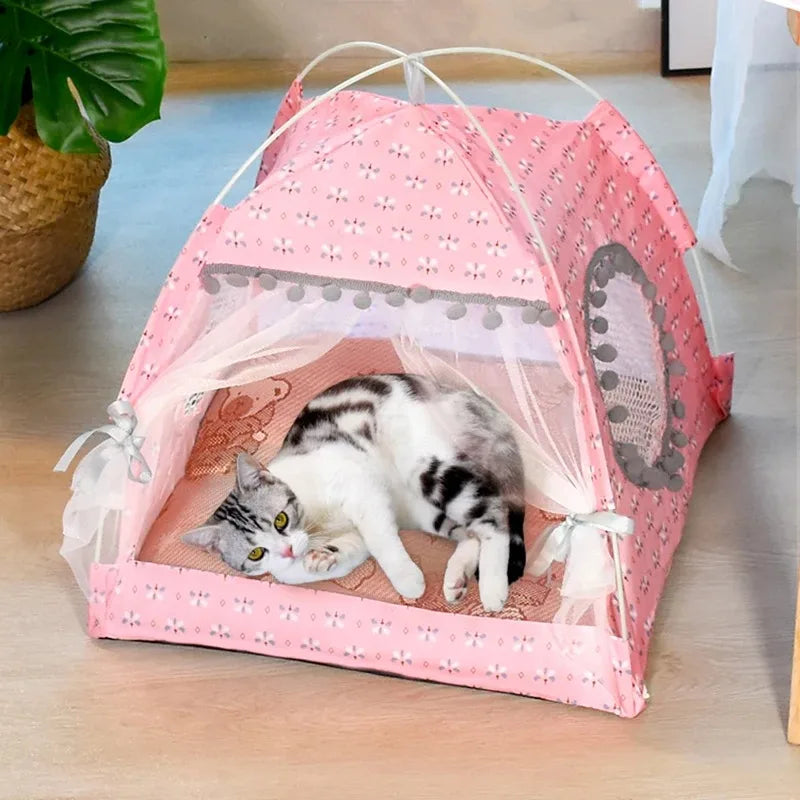Cat Tent Cute Princess Cat Bed Cat Torn Flower Tent Foldable Cat Tent Four Season Universal Pet Supplies Pet Mosquito Net Winter