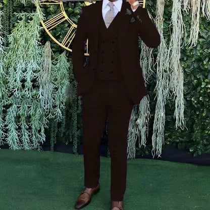 Men's slim-fit three-piece suit，Three-piece set of vest, blazer and trousers，Ideal for weddings, business and formal occasions