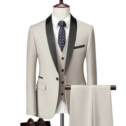 New Men's 2/3 Pieces Suit Formal Business Notch Lapel Slim Fit Tuxedos Best Man Blazer For Wedding Dress