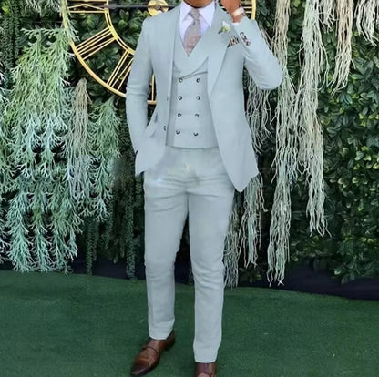 Men's slim-fit three-piece suit，Three-piece set of vest, blazer and trousers，Ideal for weddings, business and formal occasions