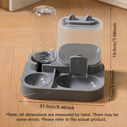 2-in-1 Large Automatic Cat Feeder & Waterer, No Battery Dry Wet Food Separation for Indoor Pets, Transparent Design
