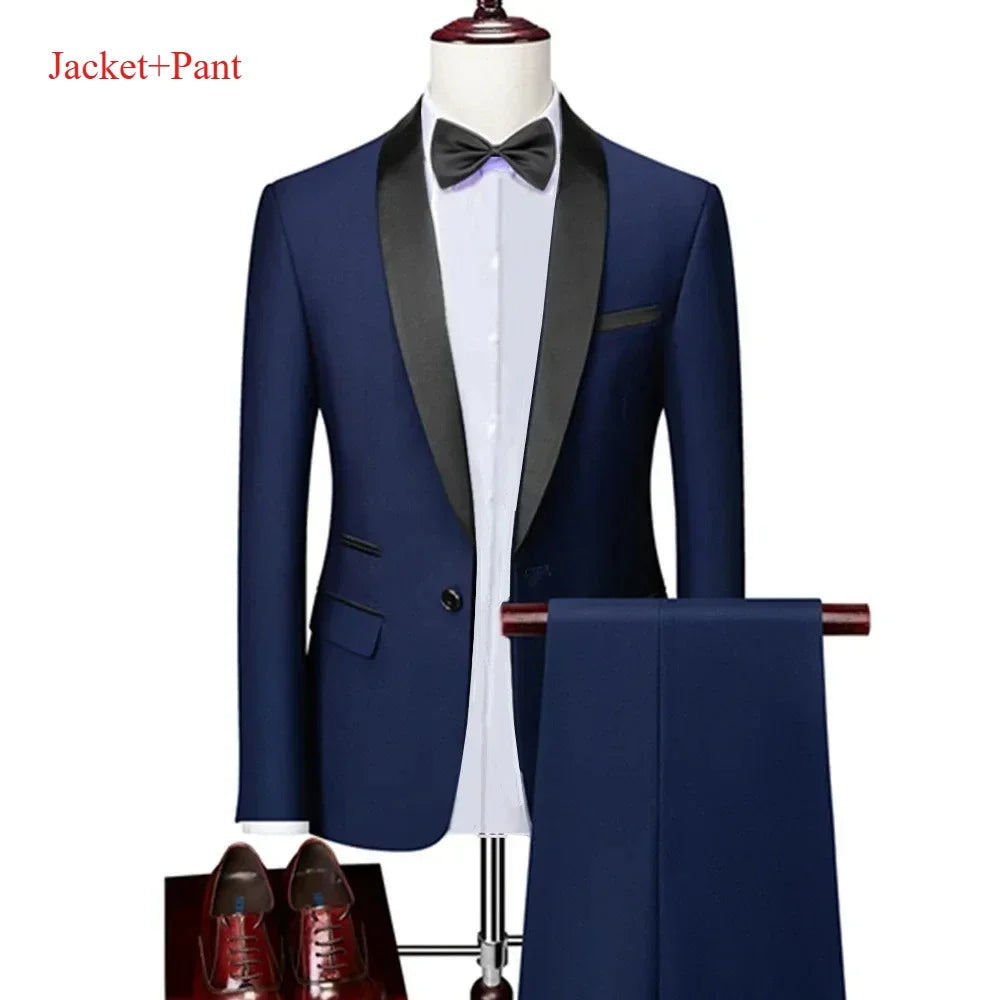 New Men's 2/3 Pieces Suit Formal Business Notch Lapel Slim Fit Tuxedos Best Man Blazer For Wedding Dress