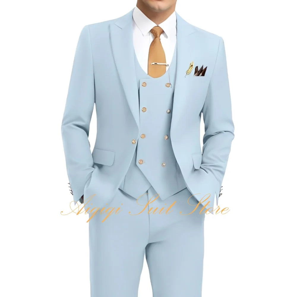 Formal Men's Suits 3 Piece Slim Fit Blazer Vest Pants Groom Tuxedo Suit Wedding Prom Homecoming Men Suits