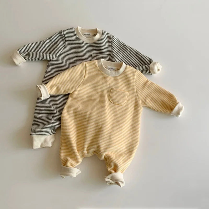 spring baby clothes striped infant girls boys jumpsuits simple style baby playsuit