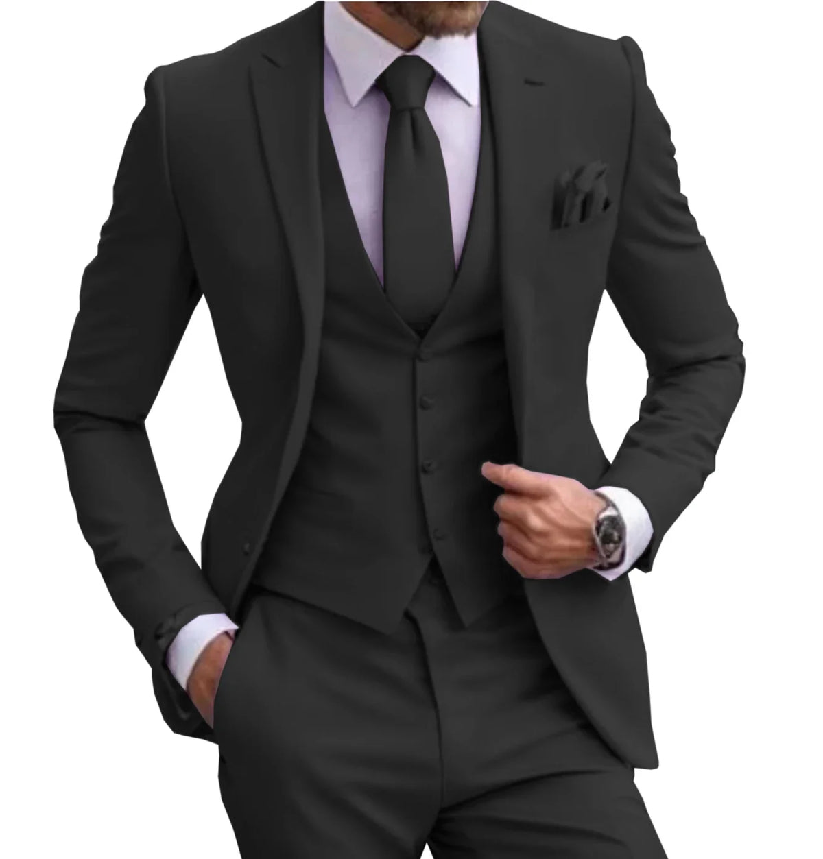 Suits for Men Lilac Stylish 3 Piece Classic Tuxedos Blazer Vest Pants Formal Elegant Male Wedding Groomsman Bespoke