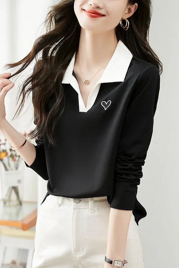 Woman Tshirt 100℅ Cotton With Collar Polo Neck T Shirt for Women New Youthful Clothes Original Casual Tops Clothing Sales Basic