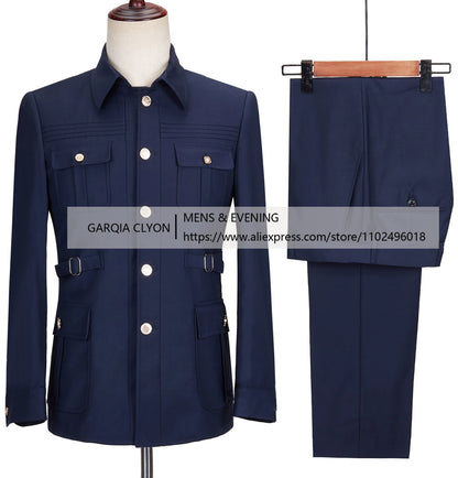 Latest Design Men Suits Blazer Pants 2 Pieces Male For Business Coat Jacket Blazer Groom Tuxedo Single Breasted