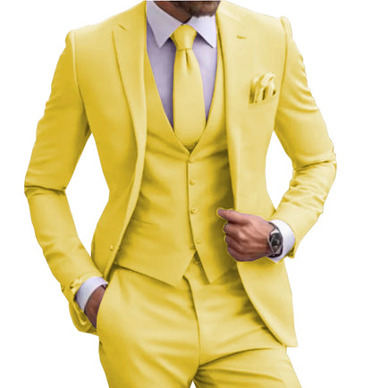 Suits for Men Lilac Stylish 3 Piece Classic Tuxedos Blazer Vest Pants Formal Elegant Male Wedding Groomsman Bespoke