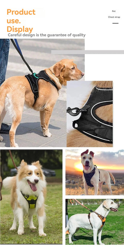 Dog Harness No-Pull Service Vest with Reflective Adjustable Soft Padded Comfortable for Outdoor Easy Walking No Choke for Pets