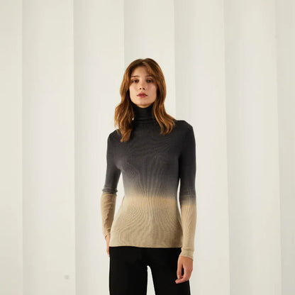 Casual Wool Turtleneck Sweater Women Pullover Vintage Winter Warm Long Sleeve Sweaters & Jumpers Gradient Sweater For Women 2023