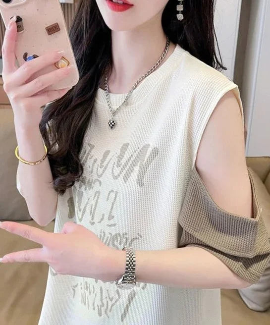 T Shirt For Women Off Shoulder Graphic Tops Woman Green Summer Outfit Fashion Women's Clothing 2025 Female Wholesale Clothes
