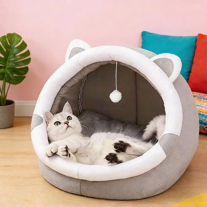 Pet Tent Cave Bed for Cats Small Dogs Self-Warming Cat Tent Bed Cat Hut Comfortable Pet Sleeping Bed Foldable Removable Washable
