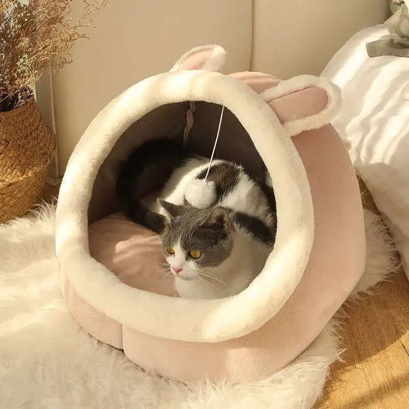 Pet Tent Cat Nest Cute Comfortable Warm Cat House Cave Mat Pet Bed Foldable Detachable Washable Dog House Cat Tent Pet Supplies