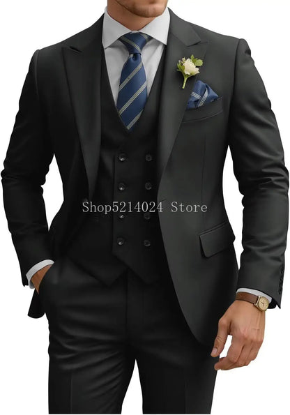 Mens Suit 3 Piece Slim Fit Suits for Men Double Breasted Suit Wedding Prom Suits Formal Business Dinner Tuxedo