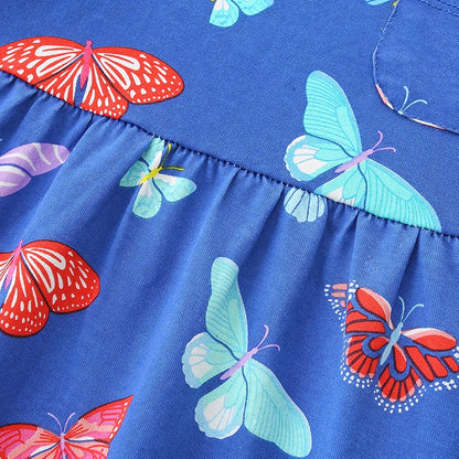 Spring Children's Clothing Kids Clothes 2025 Autumn Cotton Fall Baby Girls Long Sleeves Cartoon Butterfly Dresses