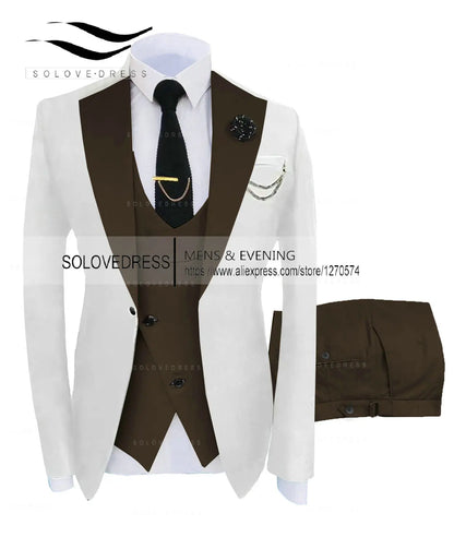 ( Jacket + Vest + Pants )Suits for Mens 2024 Casual Business Suit High-end Social Formal Suit 3 Pcs Set Groom Wedding Men
