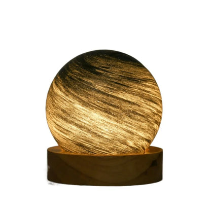 USB Plug in 3D Planet Glass Lamp With Wooden Stand 3 Color Light Galaxy Crystal Ball Dimmable Luminous Glass Sphere