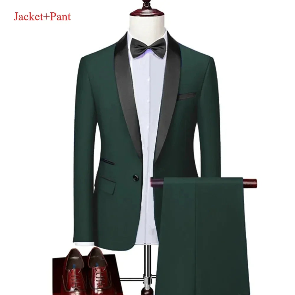 New Men's 2/3 Pieces Suit Formal Business Notch Lapel Slim Fit Tuxedos Best Man Blazer For Wedding Dress