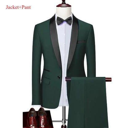 New Men's 2/3 Pieces Suit Formal Business Notch Lapel Slim Fit Tuxedos Best Man Blazer For Wedding Dress