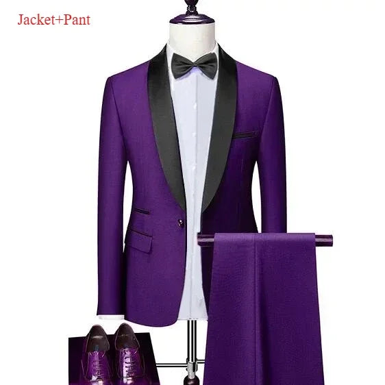 New Men's 2/3 Pieces Suit Formal Business Notch Lapel Slim Fit Tuxedos Best Man Blazer For Wedding Dress