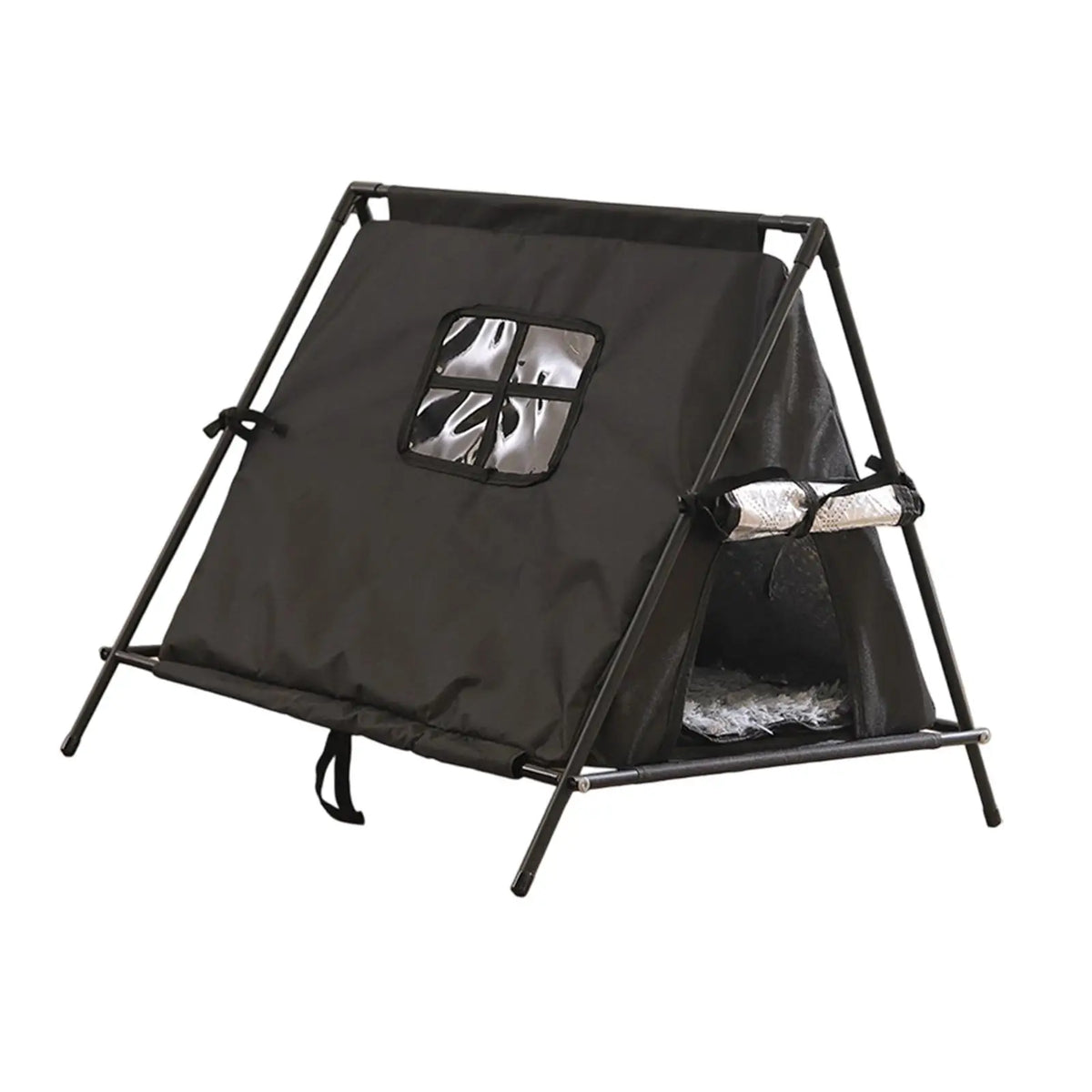 Cat Tent House Enclosed Hideaway Door Curtain Pet Sleeping Bed Cat Bed Kitten Tent Cave for Garden Bedroom Outdoor Porch Balcony