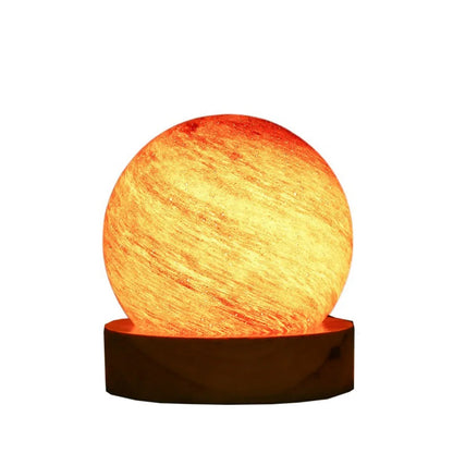 USB Plug in 3D Planet Glass Lamp With Wooden Stand 3 Color Light Galaxy Crystal Ball Dimmable Luminous Glass Sphere