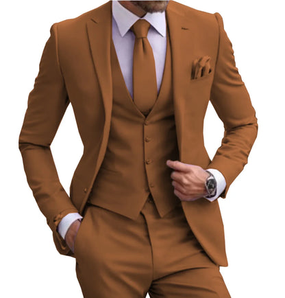 Suits for Men Lilac Stylish 3 Piece Classic Tuxedos Blazer Vest Pants Formal Elegant Male Wedding Groomsman Bespoke