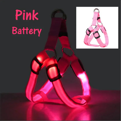 Adjustable LED Dog Harness No Pull Small Medium Glowing Nylon Breast-Band Night Safety Arnes Perro Dropship Pets Dog Accessories