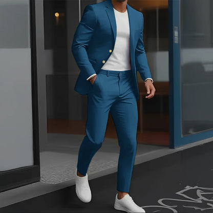 Formal Suit for Mens Business Work Clothes Office Jacket Pants 2-Piece Suit Wedding Groom Tuxedo 2-Button Blazer