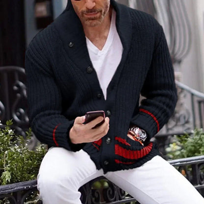 2026 Autumn Winter Men Knitted Sweaters Warm Coats Men's Streetwear Single Breasted Top Cardigan Yellow Red Solid Sweater Male