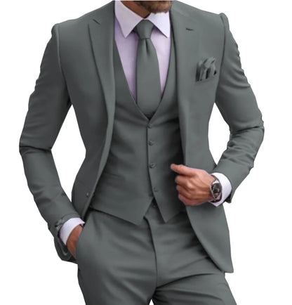 Suits for Men Lilac Stylish 3 Piece Classic Tuxedos Blazer Vest Pants Formal Elegant Male Wedding Groomsman Bespoke