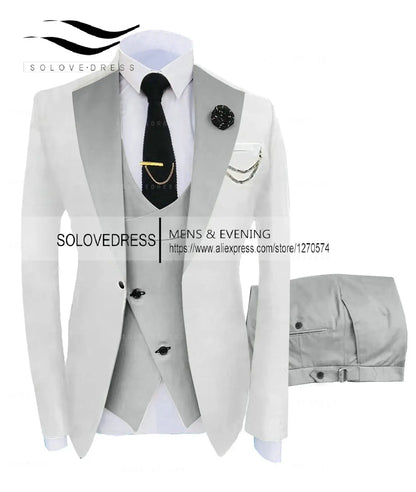 ( Jacket + Vest + Pants )Suits for Mens 2024 Casual Business Suit High-end Social Formal Suit 3 Pcs Set Groom Wedding Men