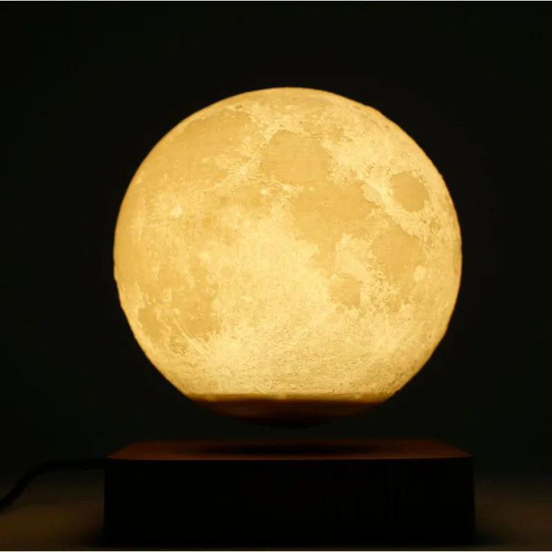 ZK30 Levitating Moon Lamp Night Light Floating 3D Printing LED Moon Lamp with Wooden Base and Magnetic with 3 Colors