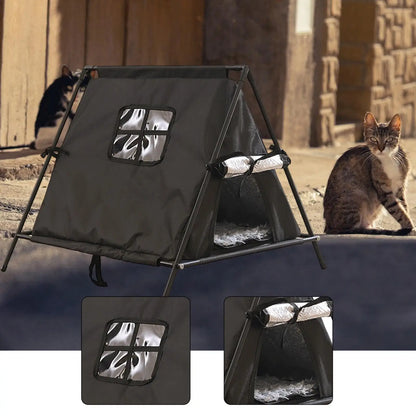 Cat Tent House Enclosed Hideaway Door Curtain Pet Sleeping Bed Cat Bed Kitten Tent Cave for Garden Bedroom Outdoor Porch Balcony