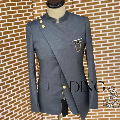 Wedding Suit For Men Set Navy Blue Blazers Formal 2 Pieces Jackets Pants Classic Business Coats Traje Formal Para Hombre