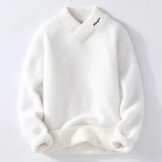 Sweaters men 2025 winter korean style mens warm sweater V-neck men sweaters autumn Men's wool pullovers men full size M-XXXL