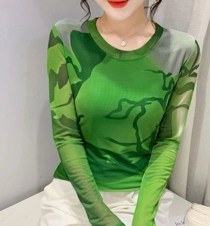 Woman T-shirt 2025 Mesh Skinny Tshirt Top for Women ClothingWith Print Original Fitted Simple Cheap Stylish Cool Beautiful Tee