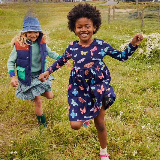Spring Children's Clothing Kids Clothes 2025 Autumn Cotton Fall Baby Girls Long Sleeves Cartoon Butterfly Dresses