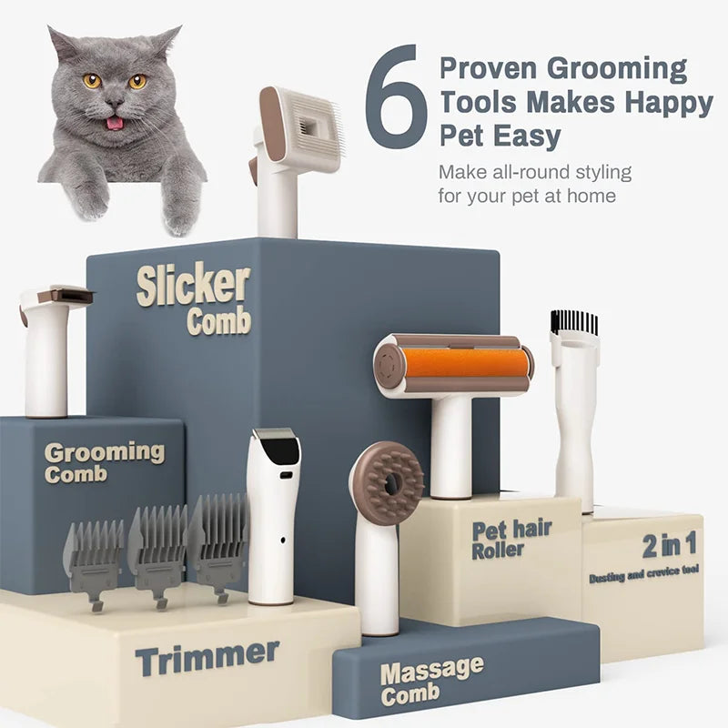 Pro Pet Grooming Kit Pet Hair Professional Grooming Clippers with 7 Grooming Tools for Dogs Cats and Other Animals