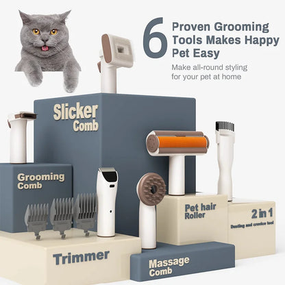 Pro Pet Grooming Kit Pet Hair Professional Grooming Clippers with 7 Grooming Tools for Dogs Cats and Other Animals