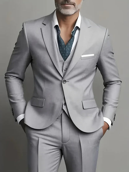 Men's Business Casual Suit for Weddings, Genuine Blazer, Vest and Pants, Big & Tall,Slim Fit Waistcoat, Dress Trousers, US Size