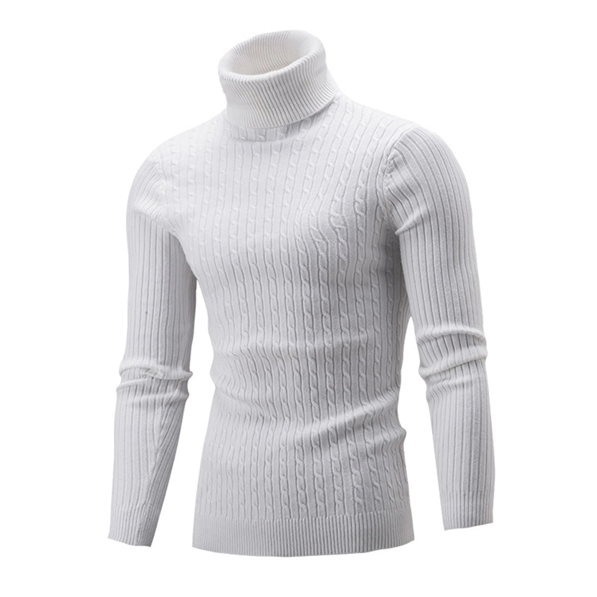 2021 Winter Warm Thick Woolen Sweaters Men Casual Knitted Turtleneck Jumper Tops Men's Fashion Solid Long Sleeve Ribbed Sweater