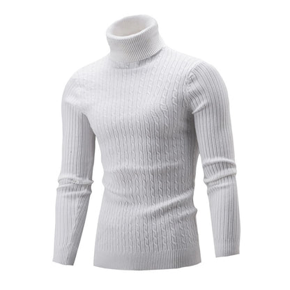 2021 Winter Warm Thick Woolen Sweaters Men Casual Knitted Turtleneck Jumper Tops Men's Fashion Solid Long Sleeve Ribbed Sweater