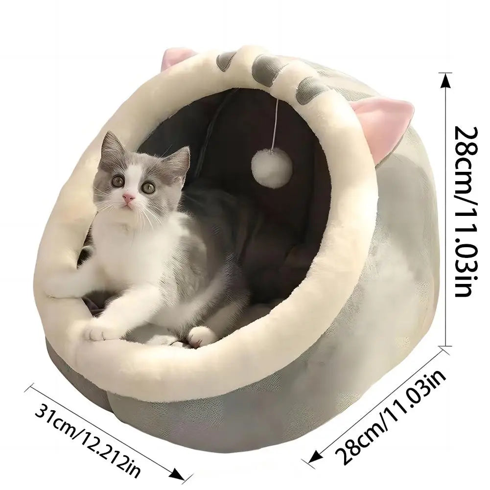 Pet Tent Cave Bed for Cats Small Dogs Self-Warming Cat Tent Bed Cat Hut Comfortable Pet Sleeping Bed Foldable Removable Washable