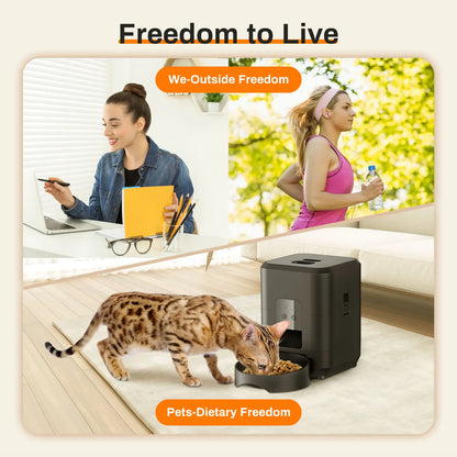 Pet feeding machine, APP controlled automatic cat feeder, cat dry food dispenser, suitable for small and medium-sized pet feeder