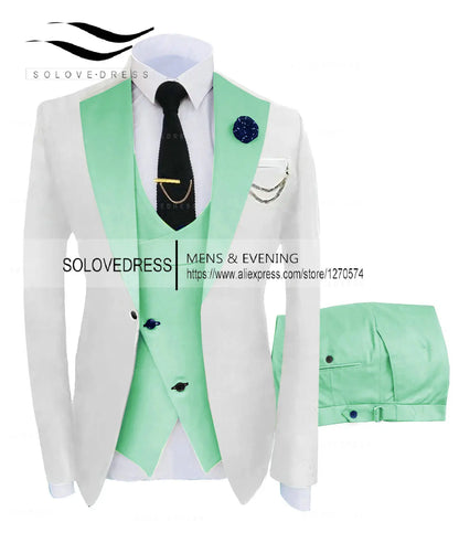 ( Jacket + Vest + Pants )Suits for Mens 2024 Casual Business Suit High-end Social Formal Suit 3 Pcs Set Groom Wedding Men
