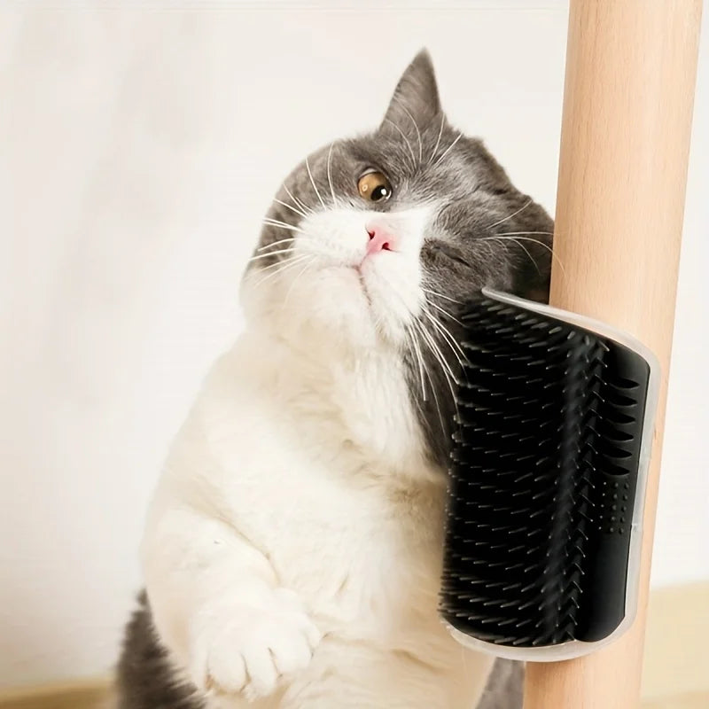 Cat Self Groomer with Massage Comb Brush - Perfect for Kitten and Puppy Grooming and Relaxation Wall-Mounted